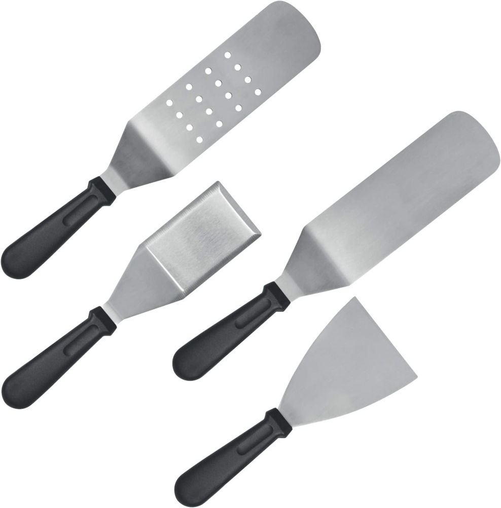 bremermann Pfannenwender- und Grillspachtel-Set 4-tlg, Edelstahl silber / Kunststoff schwarz, 39 cm / 39 cm / 25 cm / 30 cm Bild 1