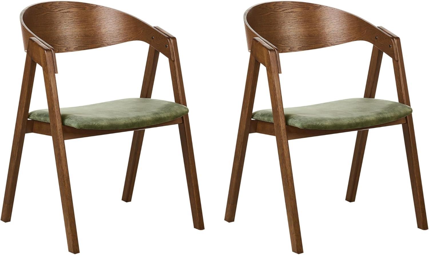 Esszimmerstuhl 2er Set YUBA Holz Dunkelgrün Bild 1