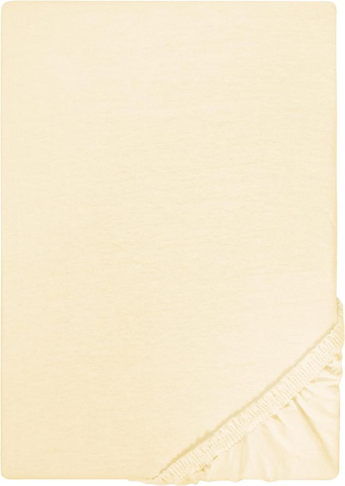 Biberna Jersey-Spannbetttuch, 100 % Baumwolle, Hellgelb, 1x 140x200 cm - 160x200 cm Bild 1