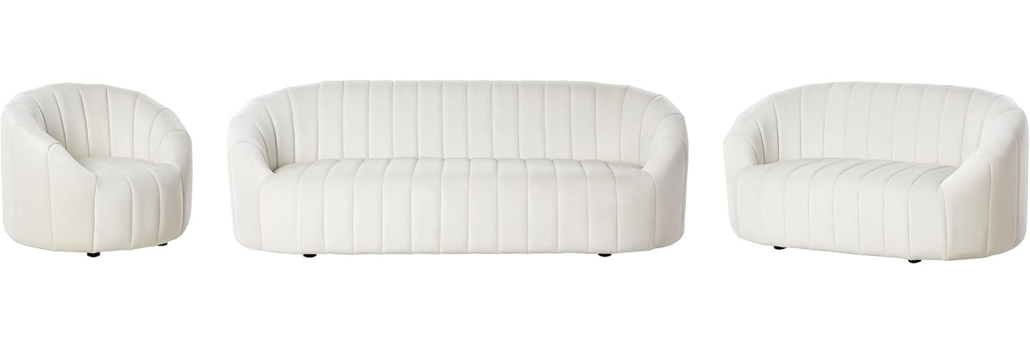 Sofa Set Samtstoff cremeweiß 6-Sitzer MALUNG Bild 1