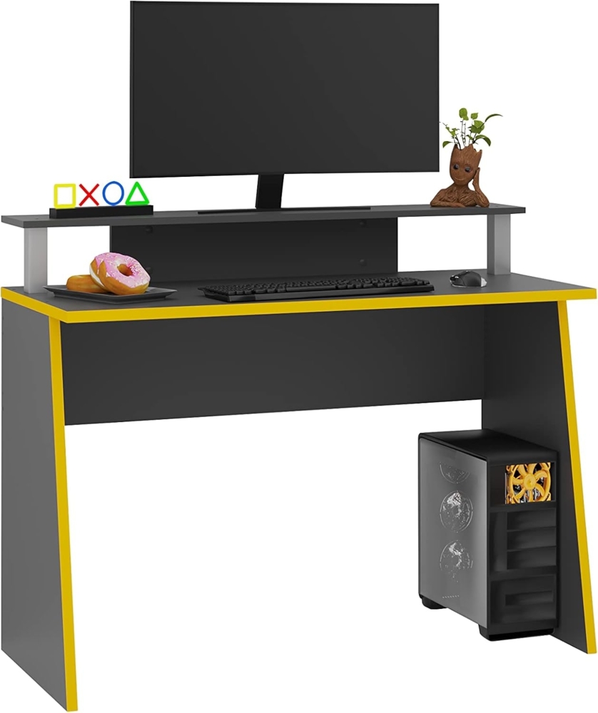 FMD Möbel 'ZOCKER PRO' melaminharzbeschichtete Spanplatte, Anthrazit,, Gaming-Tisch, 117 x 50 x 93 cm Bild 1