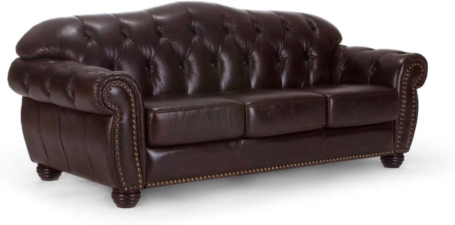 Sofa Chesterfield Hereford 3-Sitzer Echtleder braun Bild 1
