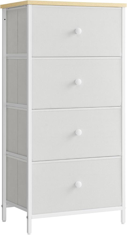 Songmics 'STL314W57' Kommode mit 4 Stoff-Schubladen, Holz / Stahl cremeweiß-eichenfarben, 91,7 x 30 x 45 cm Bild 1