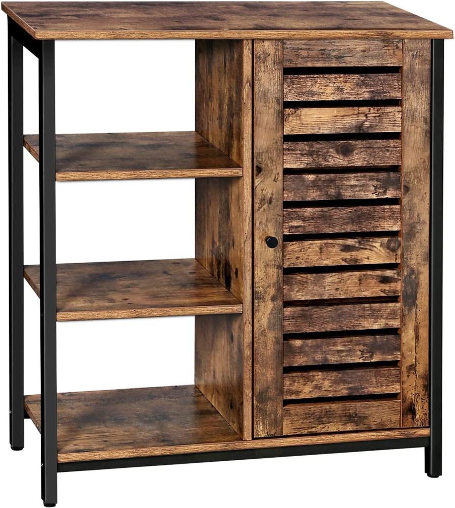 Vasagle Kommode Schrank, Küchenschrank, Sideboard mit 3 Ablagen und Schrank, Badezimmerschrank im Industrie-Design, Flurregal, Wohnzimmer, Schlafzimmer, Flur, Küche, 70 x 30 x 81 cm, Vintage von Songmics LSC74BX Bild 1