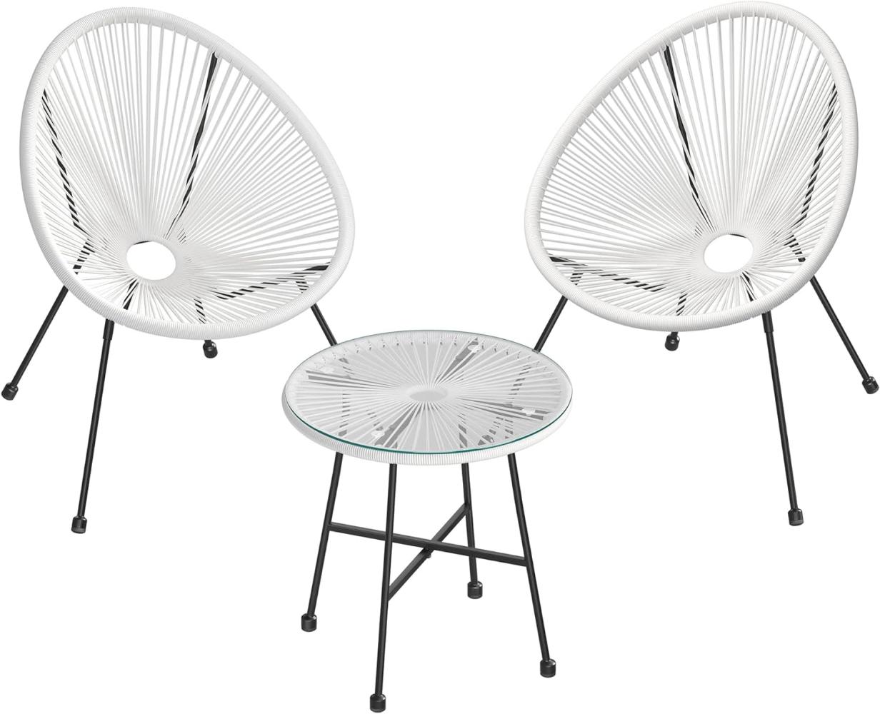 Songmics 'GGF013W02' Balkonmöbel 3er Set, Innen- und Außenbereich, Stahl / Polyethylen weiß Bild 1