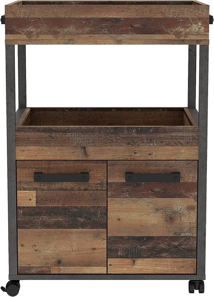 FORTE Home Bar Barschrank mit Rollen, Holzwerkstoff, Grau/Braun, 60 x 88,5 x 40 cm Bild 1