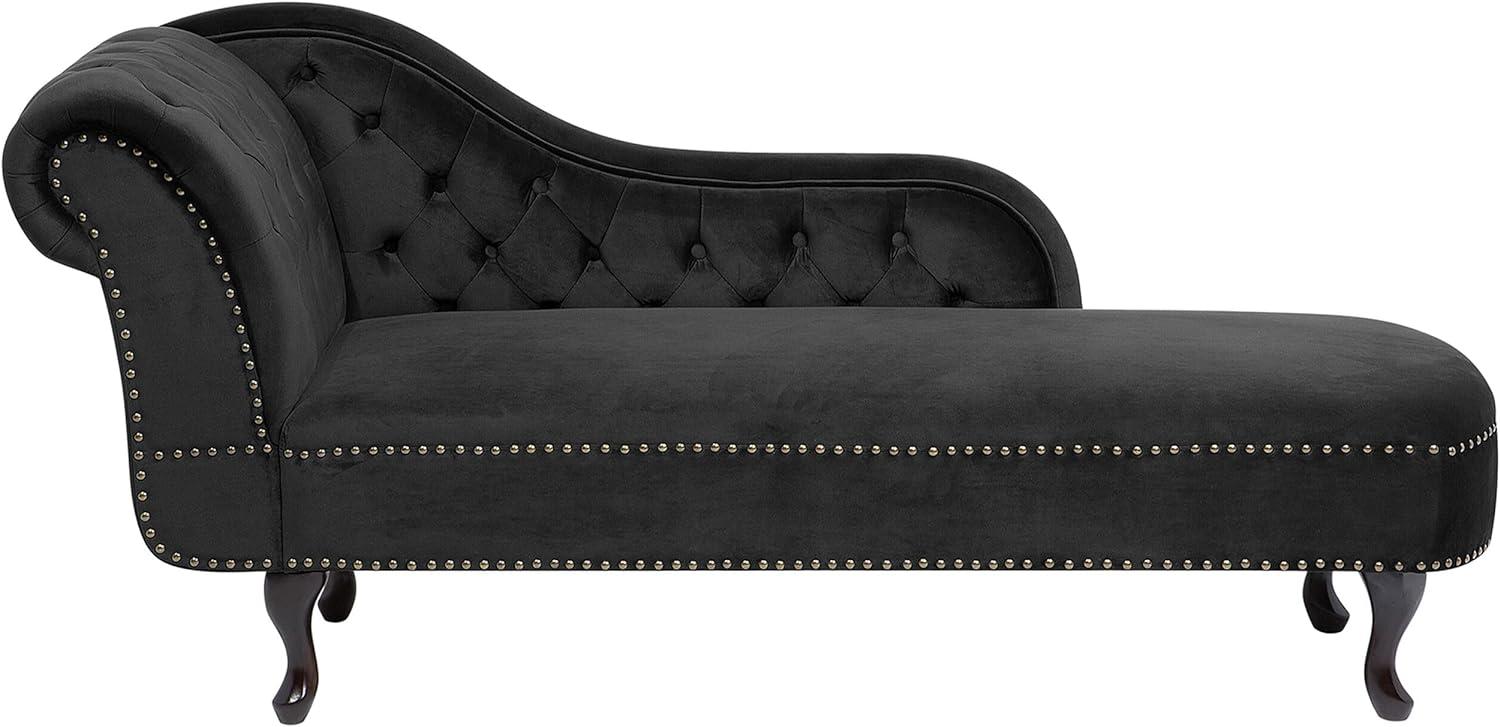 Beliani 'Nimes' Chaiselongue, Schwarz, Samt, 79 x 65 x 169 cm, Links Bild 1