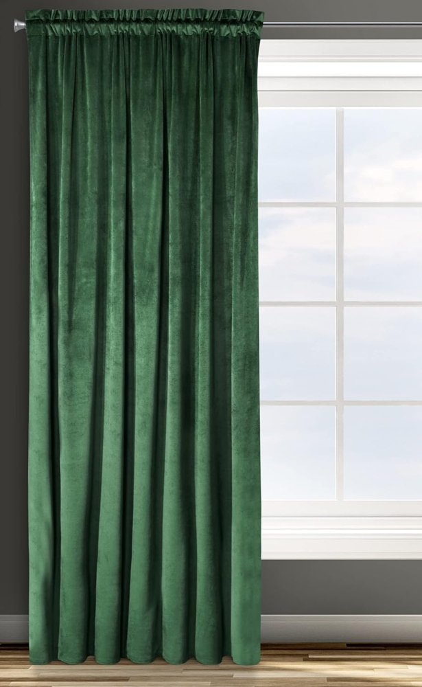 Samtvorhang Velours Vorhänge zum Wohnzimmer Prachtvoll Elegant grün 135x300 cm Kräuselband Bild 1