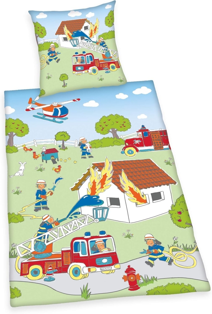 Feuerwehr Bettwäsche 80/80+135/200 cm. Baumwolle Bild 1