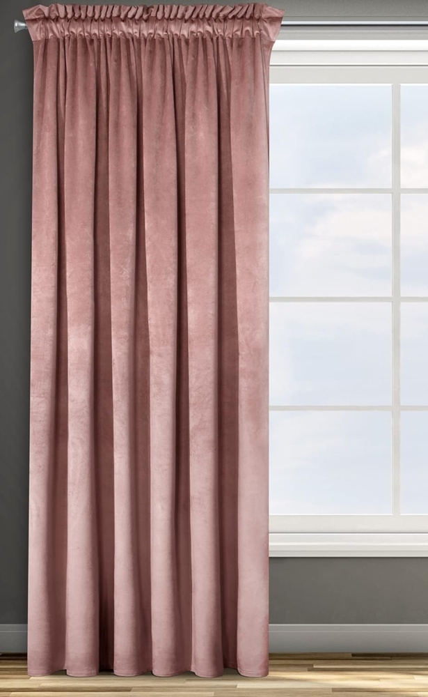 Samtvorhang Velours Vorhänge zum Wohnzimmer Prachtvoll Elegant dunkelrosa 135x300 cm Kräuselband Bild 1