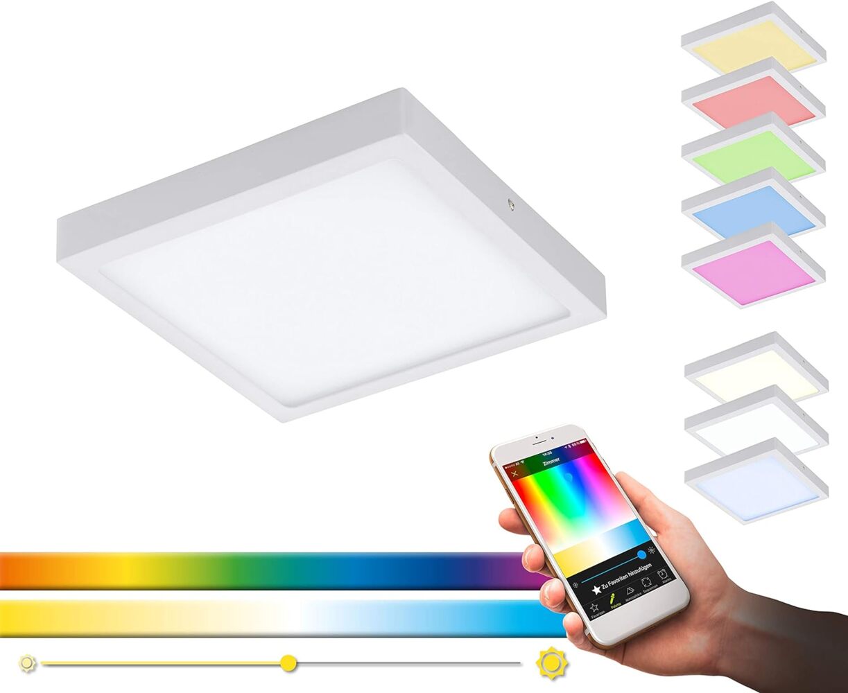 Eglo 96672 Smart Light Aufbauleuchte FUEVA-C 22,5x22,5 cm in weiß 2700-6500K mit Connect Funktion Bild 1