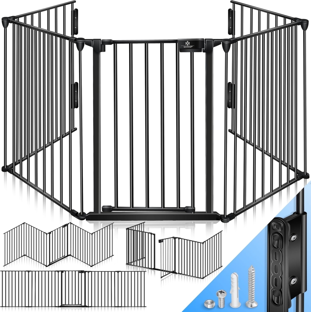 KESSER® Kaminschutzgitter, mit Tür, 305cm Länge, Schwarz Bild 1