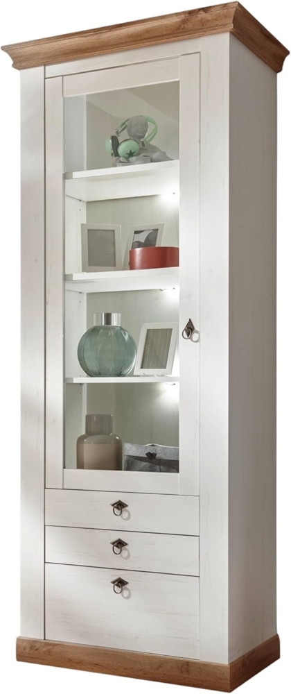 Vitrine Hemsby in weiß Pinie / Eiche Landhaus 82 x 204 cm Bild 1