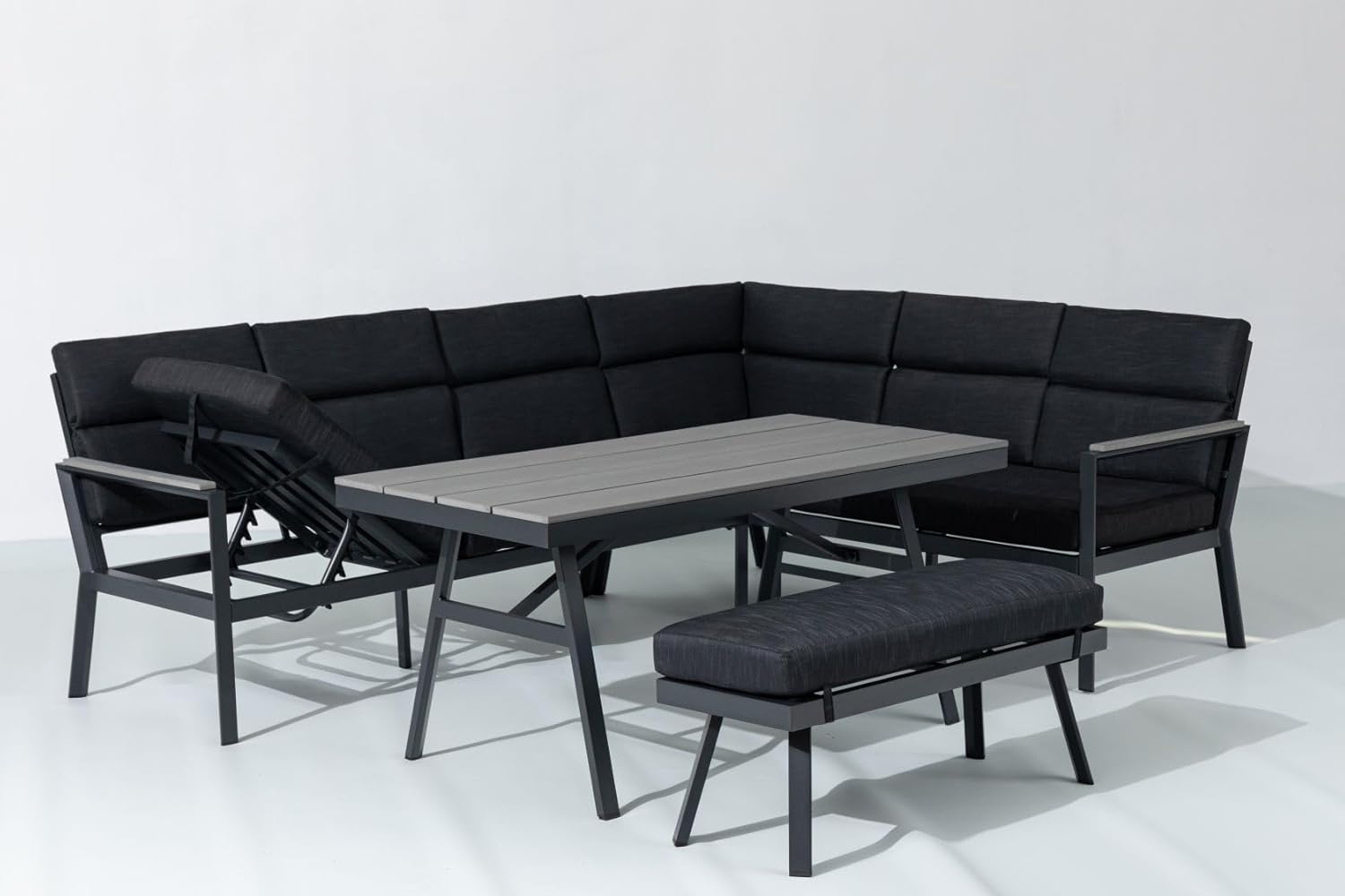 Gardissimo 'Nabari' Dining-Ecklounge mit Ecksofa, Bank & Tisch, Aluminium, Grau, Rechts Bild 1