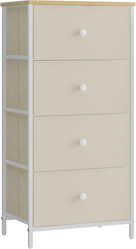 Songmics 'STL314W01' Kommode mit 4 Stoff-Schubladen, Holz / Stahl kamelgelb-cremeweiß, 91,7 x 30 x 45 cm Bild 1