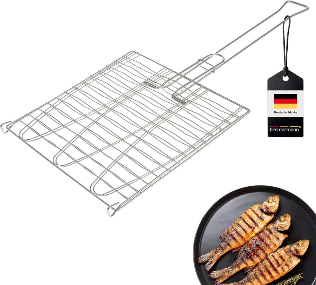 bremermann Grillguthalter Fischgriller 3fach // Edelstahl // ca. 59 x 27,5 cm // Fischbräter Bild 1