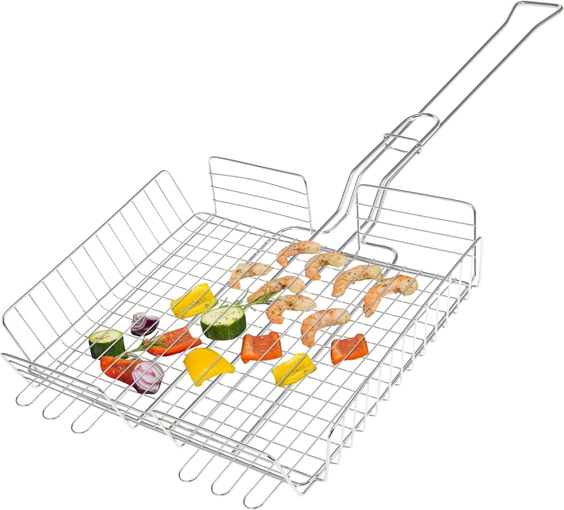 Grillkorb, verstellbar für Gemüse, Garnelen, Fleisch // Edelstahl // 3 Größen einstellbar Bild 1
