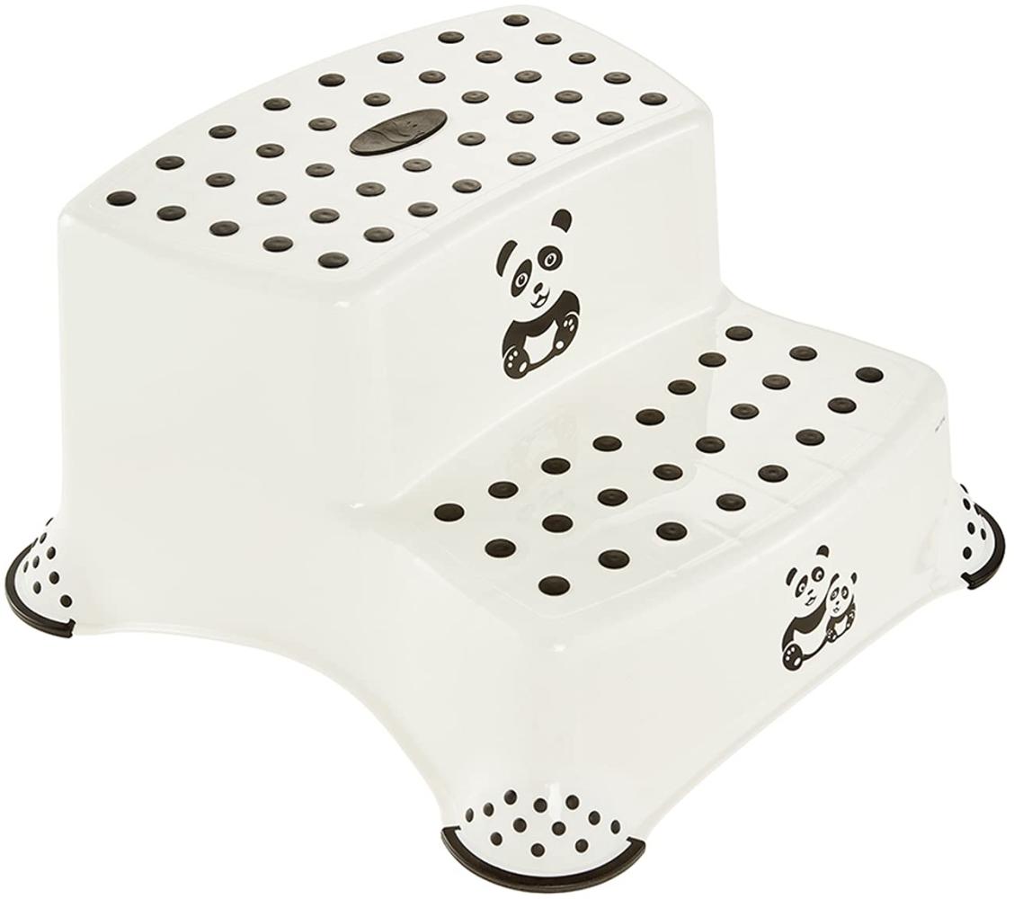 Keeeper Tritthocker zweistufig mit Anti-Rutsch-Funktion Panda Weiß Bild 1