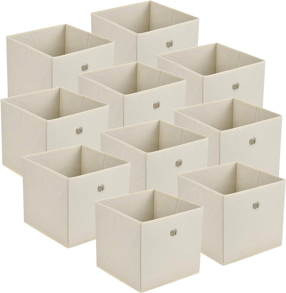 Faltbox 10er-Set 30 x 30 x 28 cm Vliesstoff Beige en. casa Bild 1