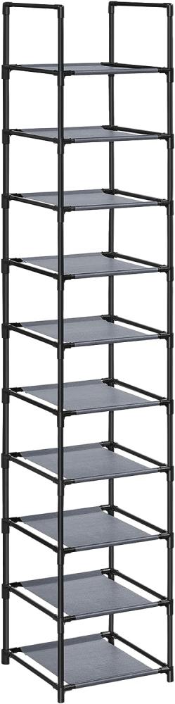 Songmics Schuhregal,10 Ebenen, Schuhablage, Schuhaufbewahrung, schmal, 33 x 33 x 173 cm, Metallgestell, Ablagen aus Vliesstoff, für Flur, Schlafzimmer, Grau RSL110G01 Bild 1