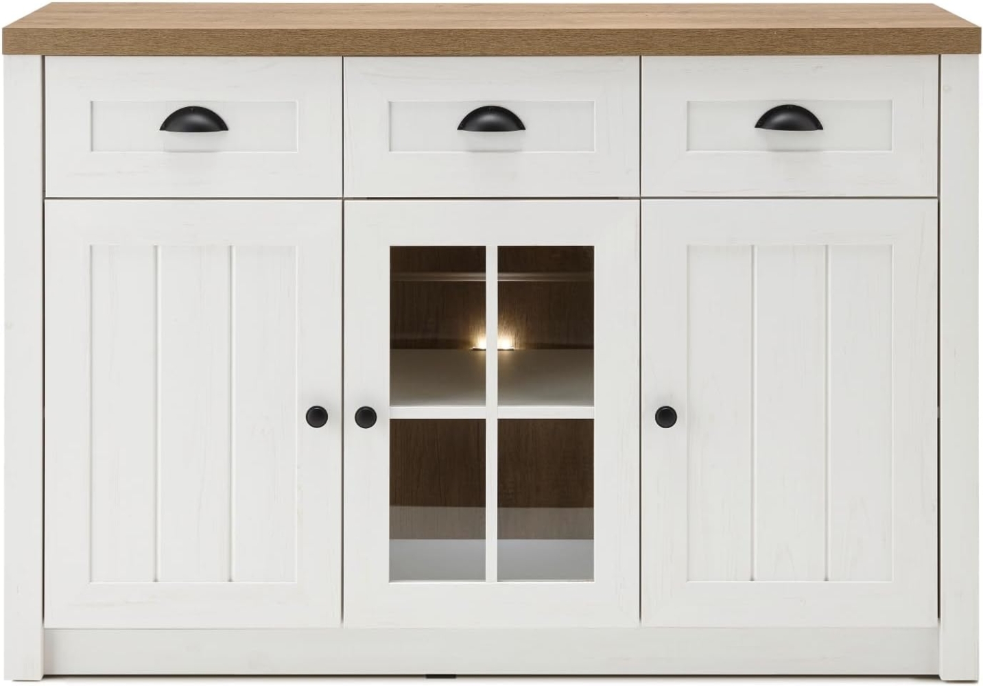 Sideboard Seyne in weiß Pinie und Eiche Landhaus 130 cm Bild 1