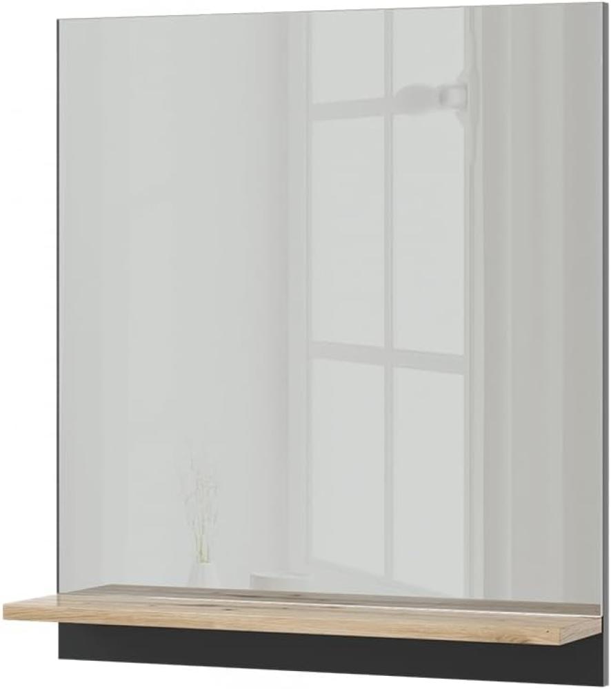 Vicco Badspiegel Marelle Anthrazit Eiche 60 x 67 cm mit Regal Bild 1