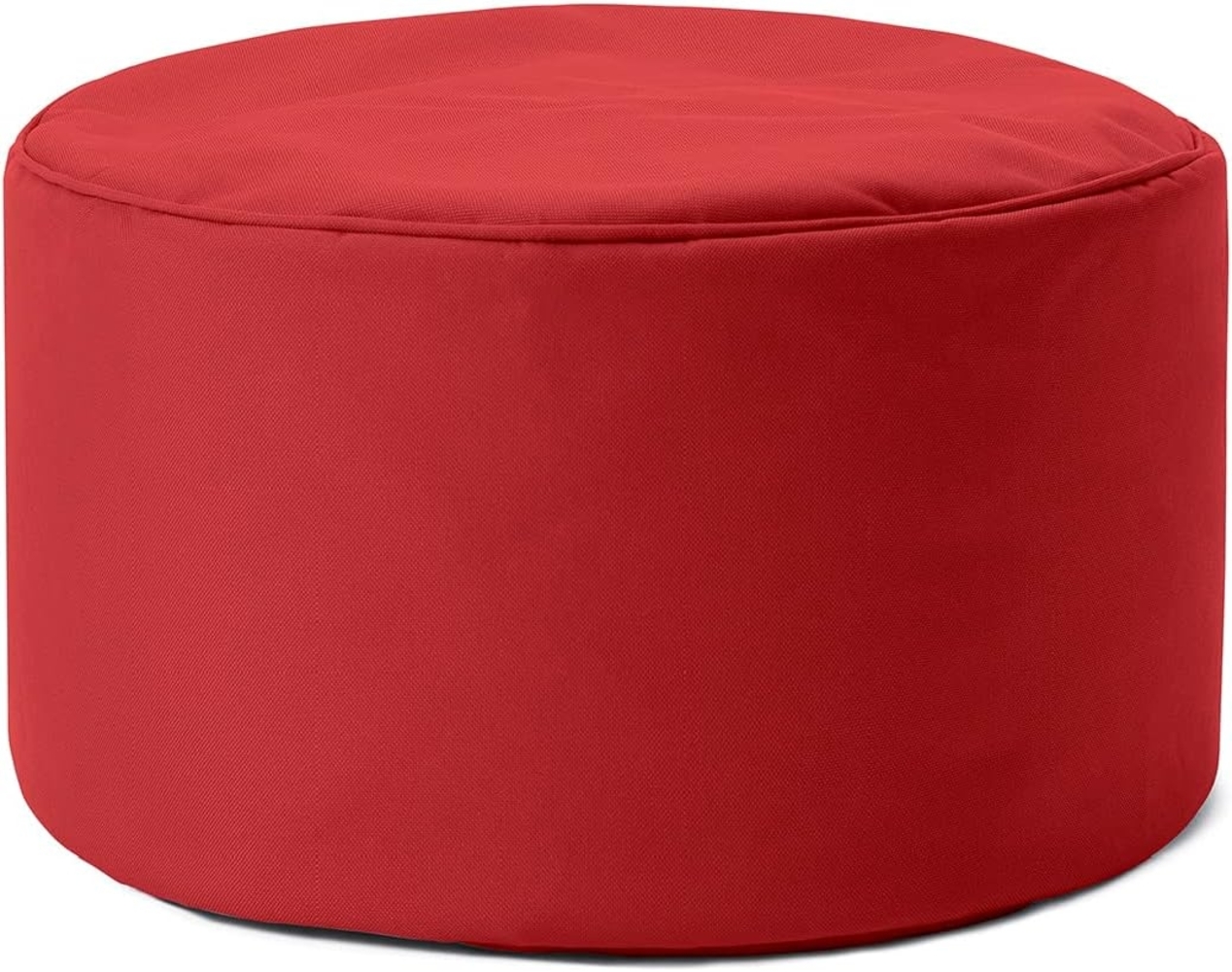 Lumaland Indoor Outdoor Sitzhocker 25x45 cm - Runder Sitzpouf, Sitzsack Bodenkissen, Sitzkissen, Bean Bag Pouf - Wasserabweisend - Pflegeleicht - ideal für Kinder und Erwachsene - Rot Bild 1
