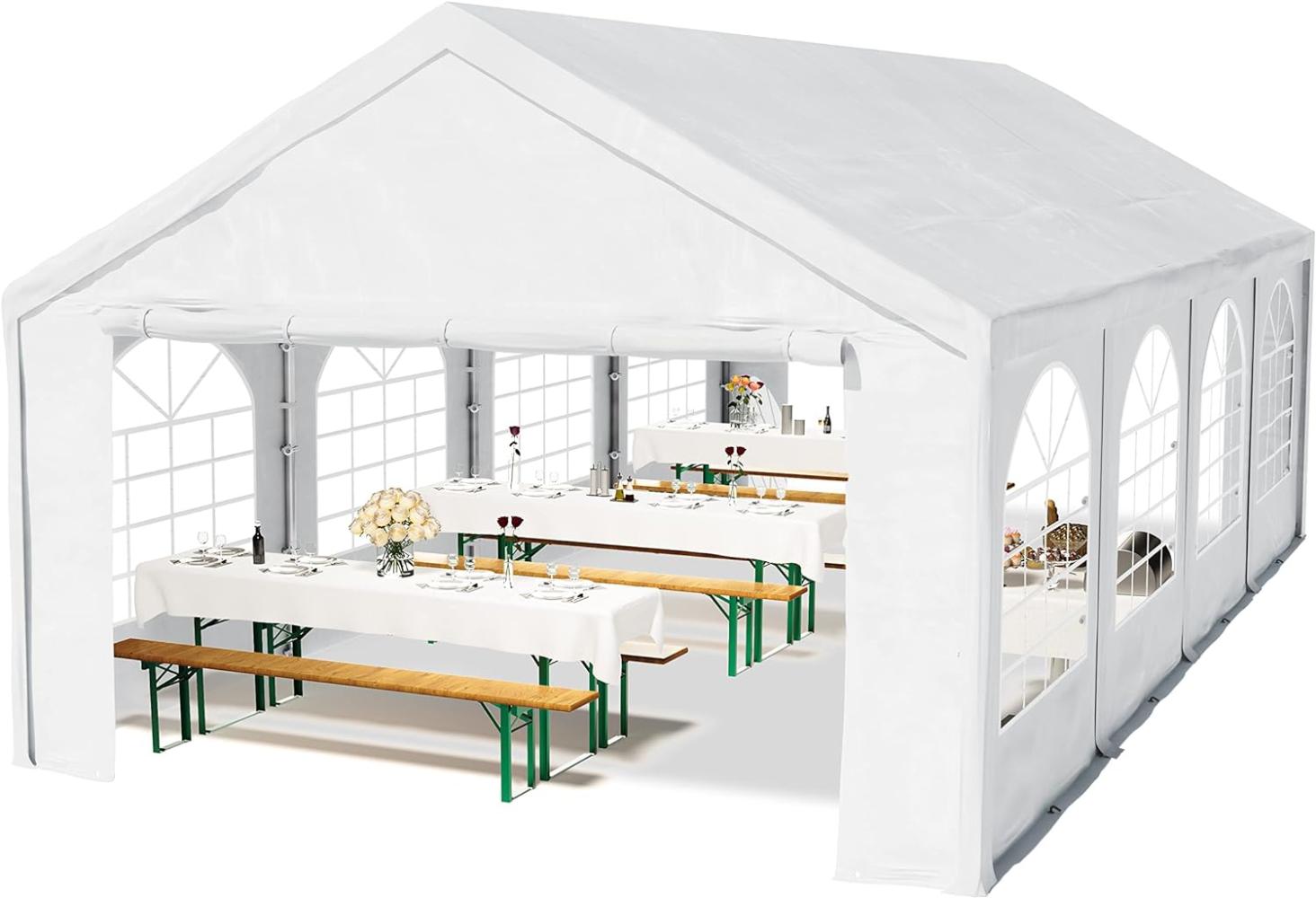 Toolport Partyzelt Pavillon, PE Plane 450 N weiß, 4x8 m Bild 1