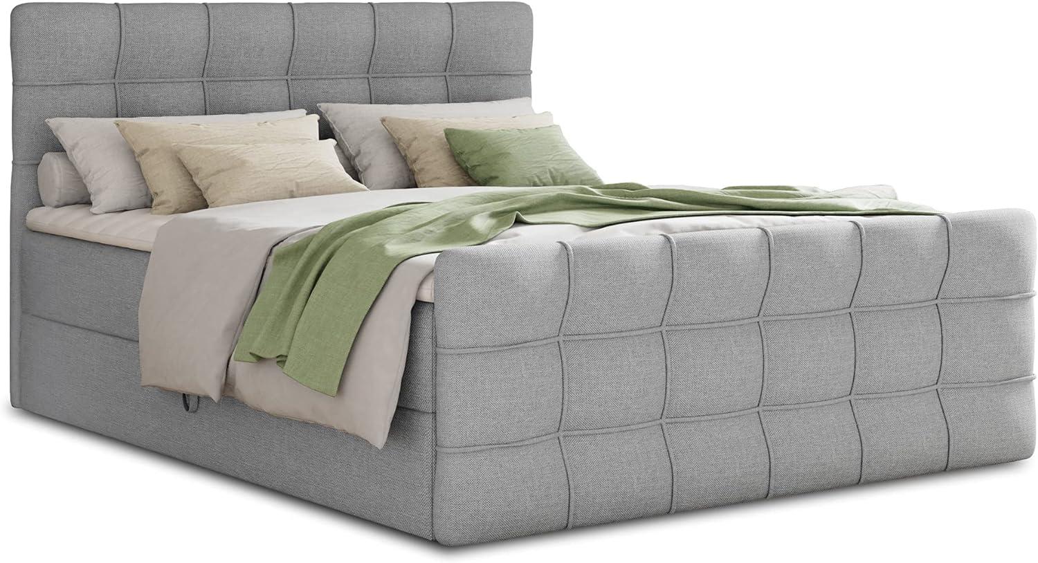 Boxspringbett Best Lux mit Fußteil, 2 Bettkästen, Bonell-Matratze und Topper, Polsterbett (Grau (Inari 91), 140 x 200 cm) Bild 1