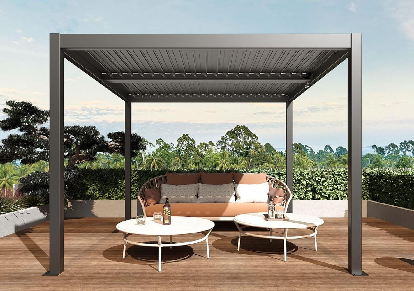 Mendler 'HWC-L46' Pergola, Regenrinne sturmfest, Aluminium anthrazit, 3x4 m Bild 1