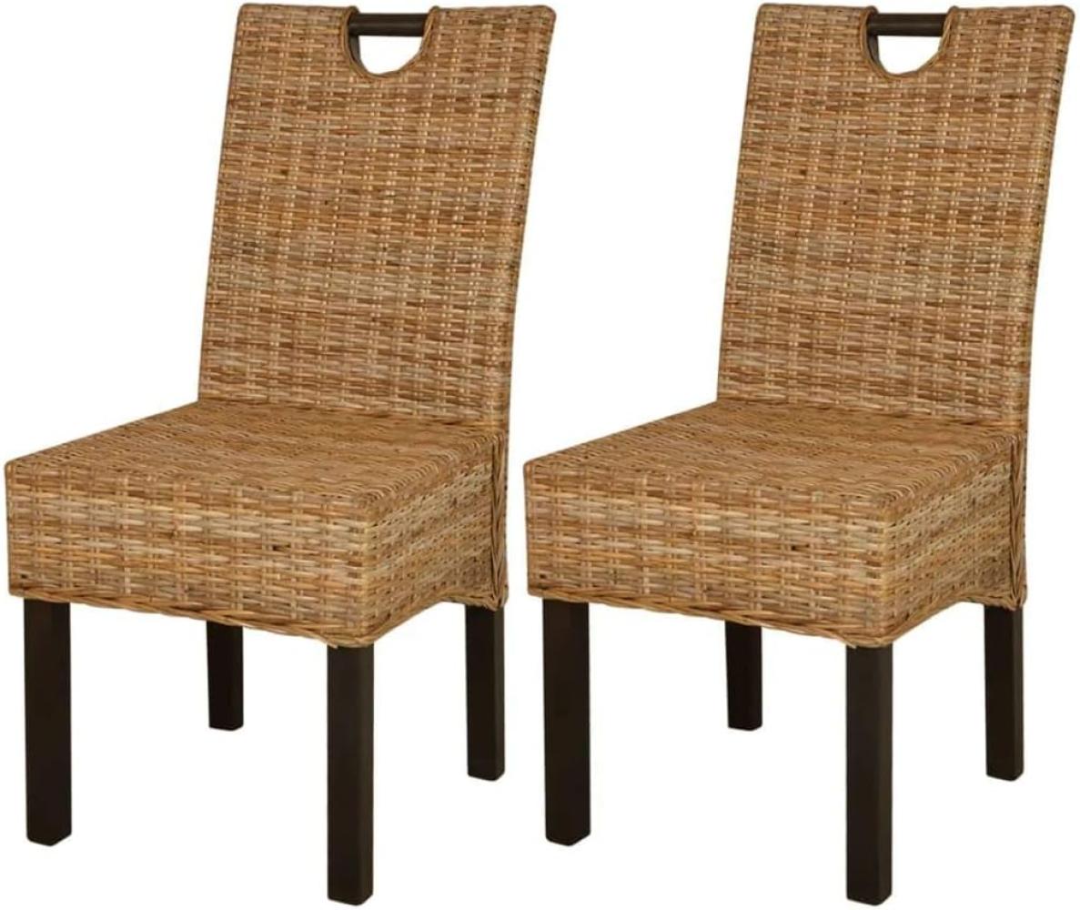 vidaXL Esszimmerstühle 2 Stk. Kubu-Rattan Mangoholz [243638] Bild 1