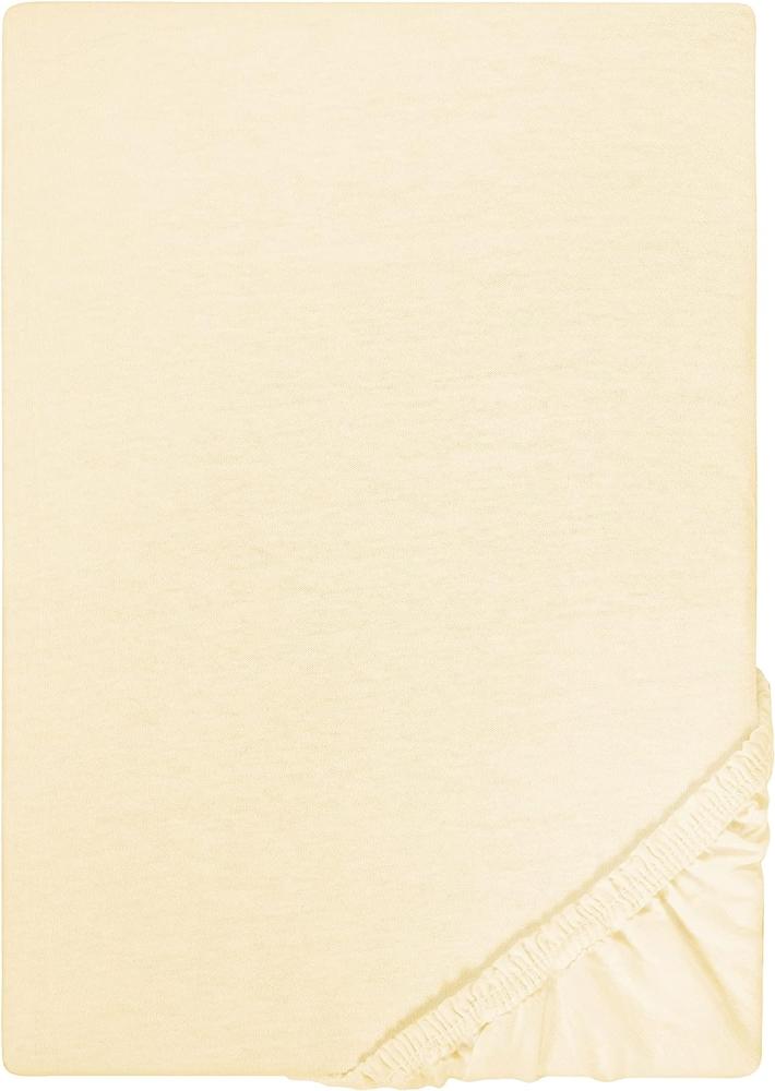 Biberna Jersey-Spannbetttuch, 100 % Baumwolle, Hellgelb, 1x 90x190 cm - 100x200 cm Bild 1