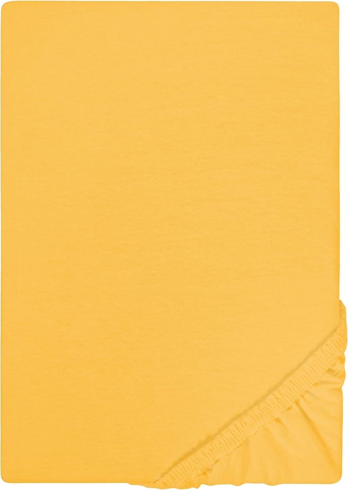 Biberna Jersey-Spannbetttuch, 100 % Baumwolle, Honig, 1x 90x190 cm - 100x200 cm Bild 1