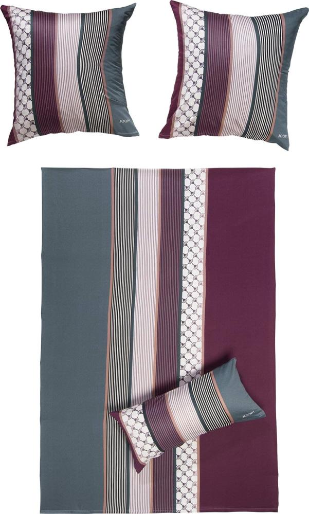 JOOP 'Cornflower Stripe' Bettwäsche, Baumwolle, Wine, 135x200 cm + 80x80 cm Bild 1