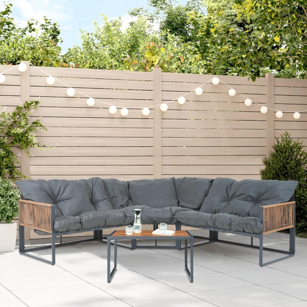 Loungeset Karg Dunkelgrau/Rattanoptik [casa. pro] Bild 1