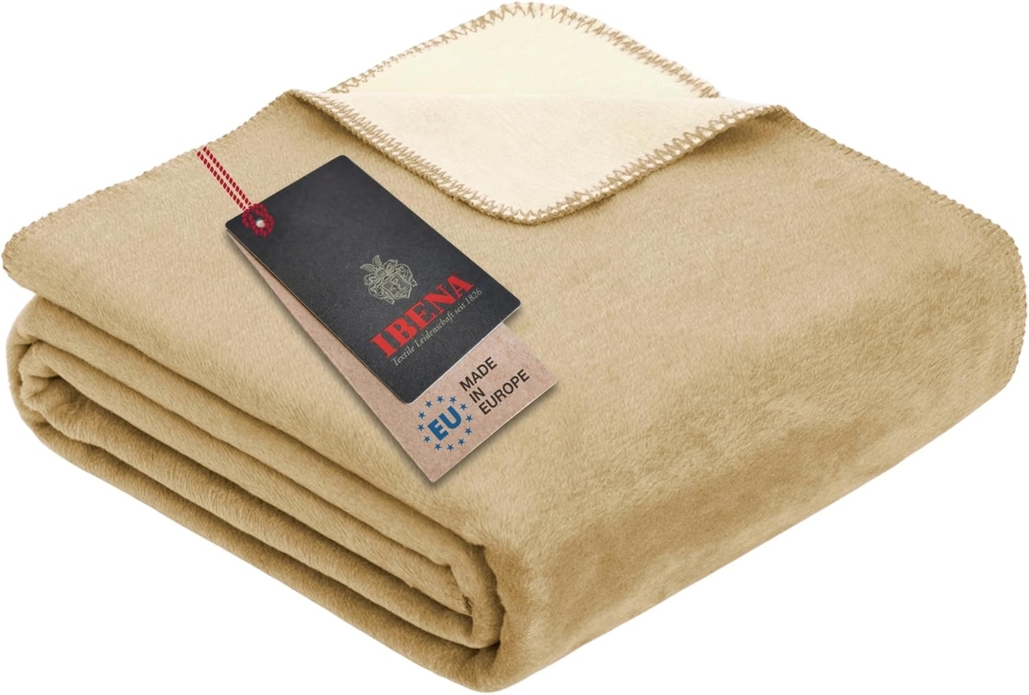 Ibena 'Dublin' Uni Doublefacedecke, Baumwollmischgewebe creme/wollweiß, 150x200cm Bild 1
