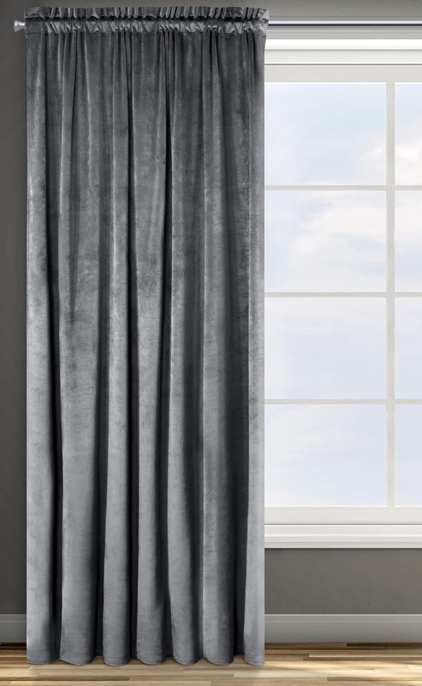 Samtvorhang Velours Vorhänge zum Wohnzimmer Prachtvoll Elegant graphit 140x270 cm Kräuselband Bild 1