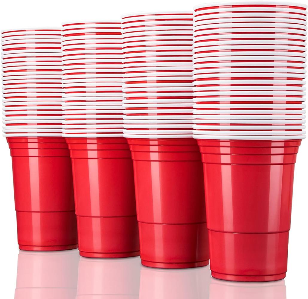 TRESKO Partybecher, 50 Stück, ohne Bälle, Polypropylen rot, 473 ml Bild 1