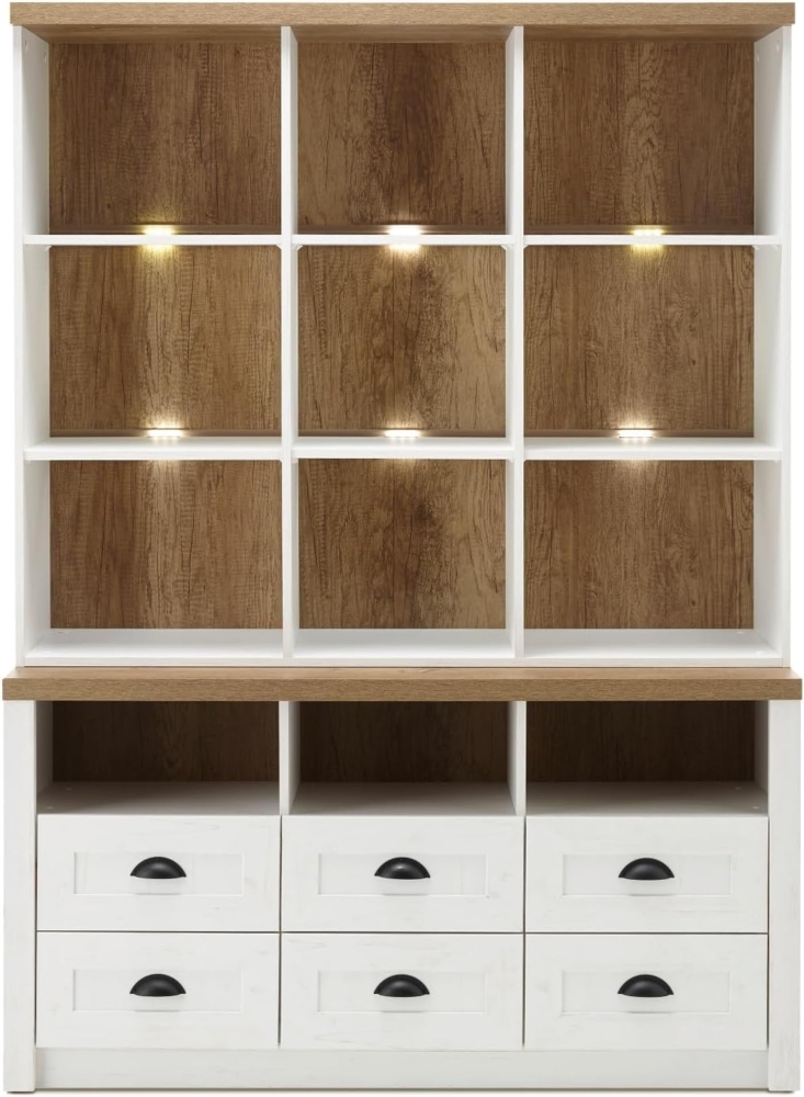 Buffetschrank Seyne in weiß Pinie und Eiche Landhaus 130 cm Bild 1