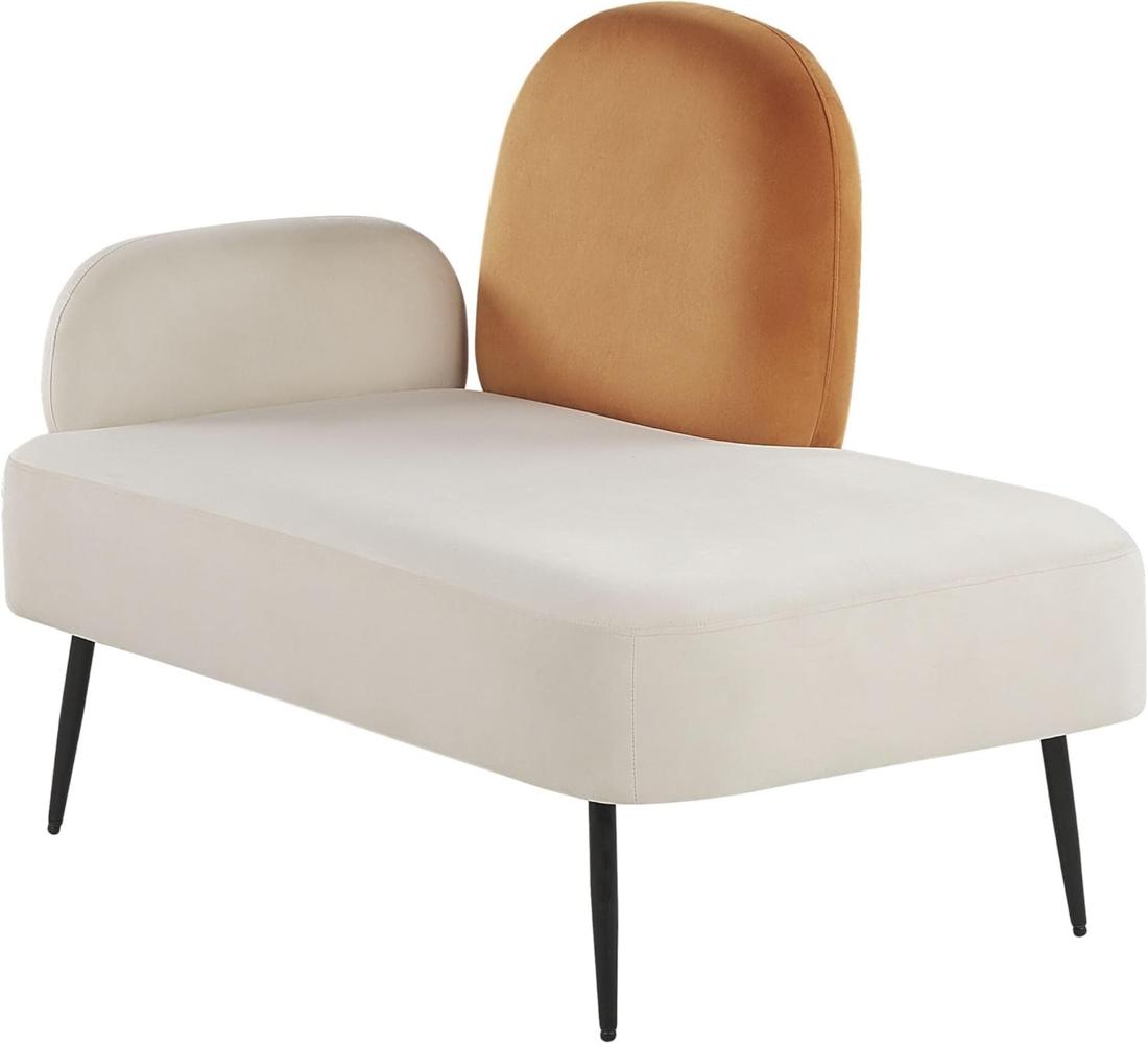 Chaiselongue Samtstoff weiß orange linksseitig ARCEY Bild 1
