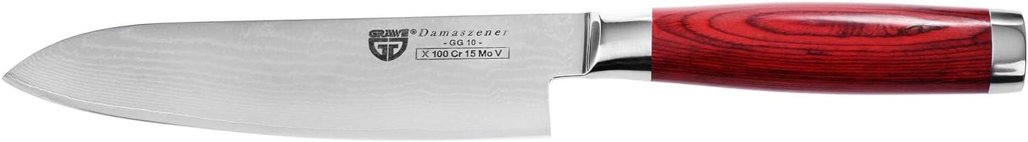 Gräwe Damaszener Santokumesser groß 17,5 cm Klinge, mit Hartholzgriff Bild 1
