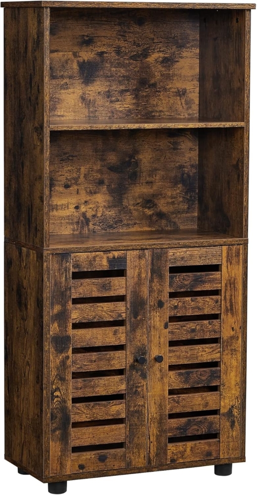 Vasagle Highboard, Bücherschrank mit Lamellentüren, 2 offene Fächer Bild 1