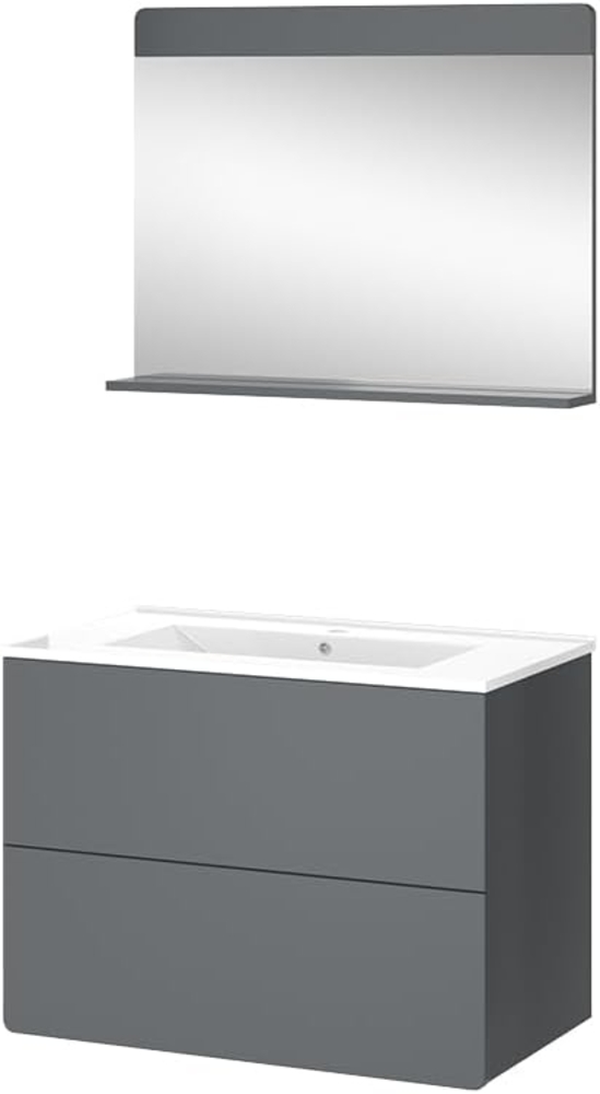 Vicco Badmöbel-Set Izan Grau modern Waschtischunterschrank Waschbecken Badspiegel Bild 1