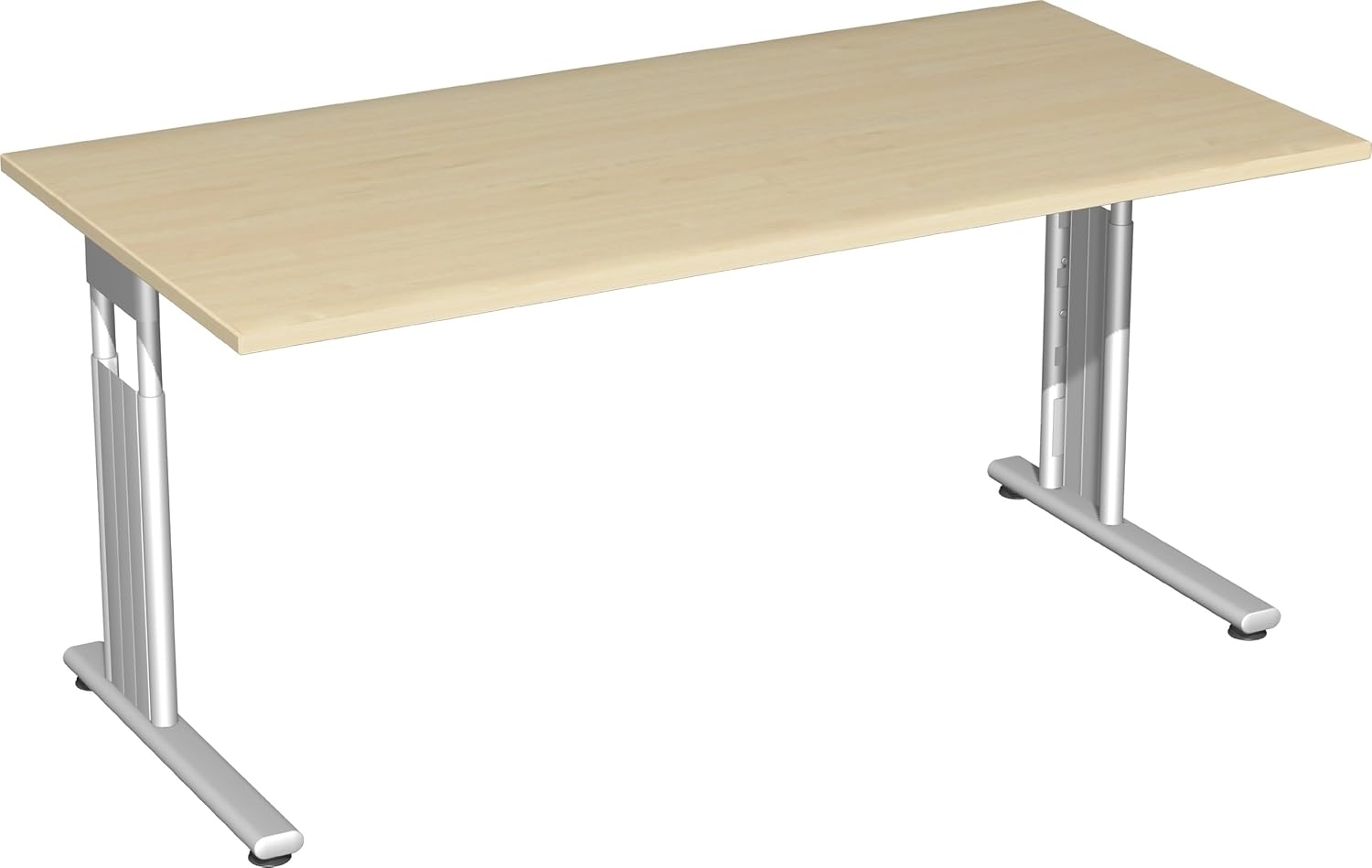 Schreibtisch, höhenverstellbar, Ahorn / Silber, 180x80 cm Bild 1