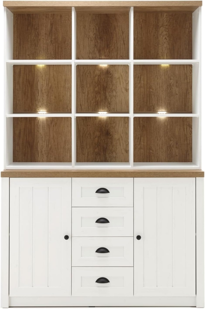 Buffetschrank Seyne in weiß Pinie und Eiche Landhaus 130 cm Bild 1