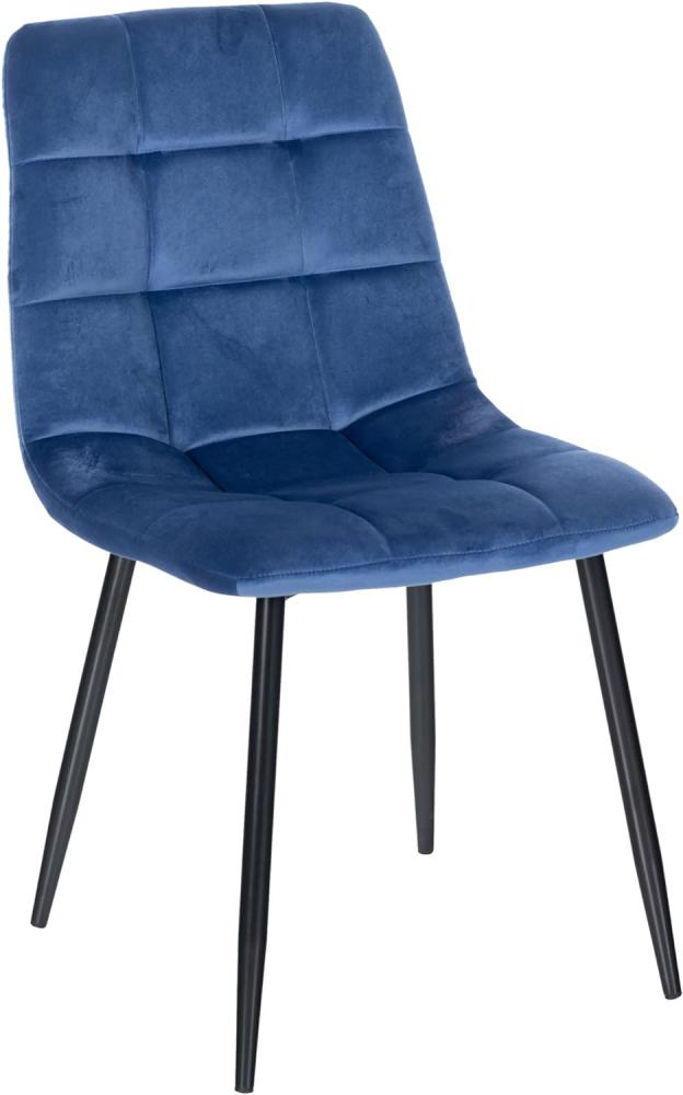 CLP Esszimmerstuhl Antibes Samt gesteppt | 150 kg Tragkraft | Ohne Armlehne,blau Bild 1