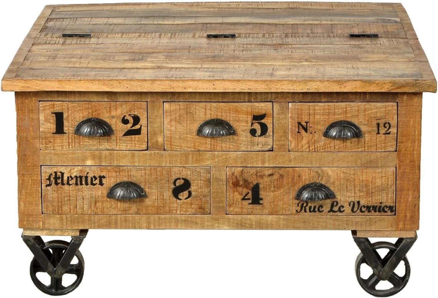 RUSTIC Couchtischtruhe Lackiertes Mangoholz Natur 90x90 cm Bild 1