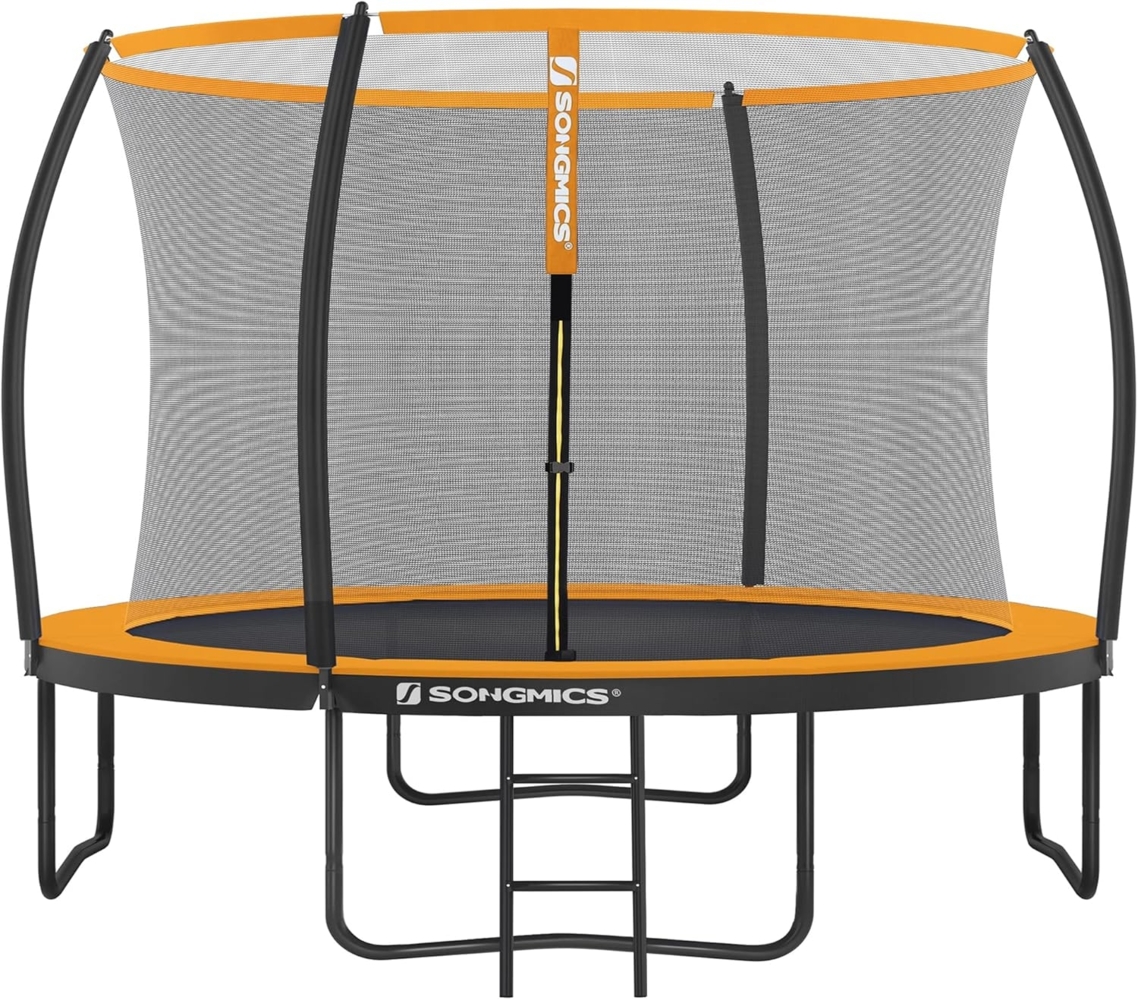 Songmics Trampolin mit Leiter, Sicherheitsnetz und gepolsterten Stangen, Stahl orange, Ø 305 cm Bild 1