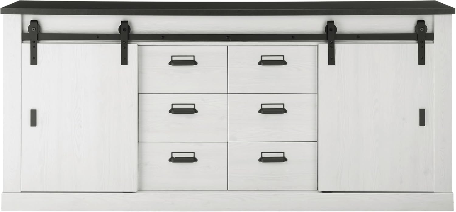 Imv 'Stove' Sideboard, weiß Pinie & anthrazit, Landhausstil, 201 x 91 cm Bild 1