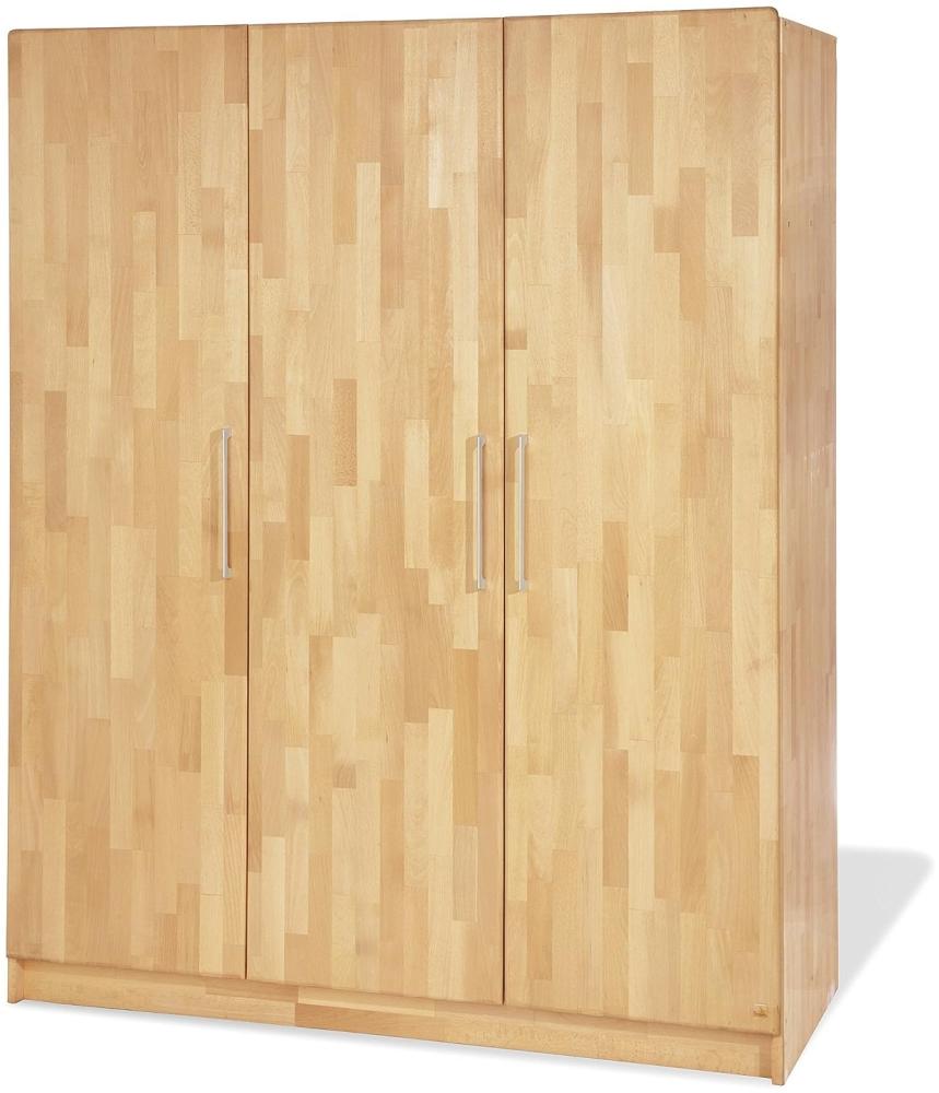 Pinolino 'Natura' 3-trg. Kleiderschrank, natur, mit 2 Kleiderstangen und 6 Ablagefächern Bild 1